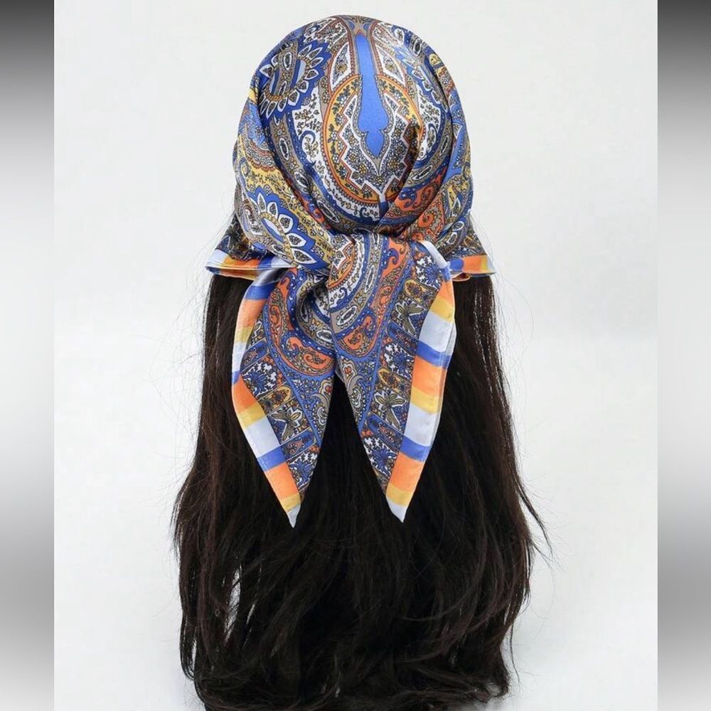 Paisley Blue & Orange scarf N1431